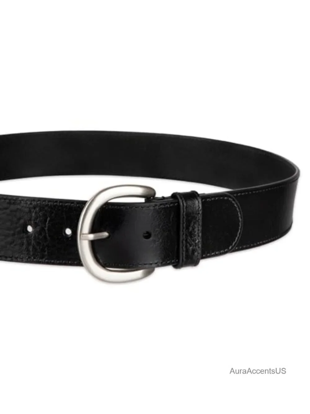 Genuine Leather Waist Belt with Curved Harness Buckle